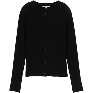 TOM TAILOR DENIM Damen Cardigan mit Rippstruktur, schwarz, Uni, Gr. XL