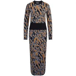 Strickkleid SPORTALM KITZBÜHEL, Damen, Gr. 36, N-Gr, bunt (teddy braun), Strick, Obermaterial: 62% Viskose, 38% Polyester, mehrfarbig, gemustert, animal-print, modisch, figurbetont knöchellang, Rundhals, Langarm, Kleider, mit allover Animalprint
