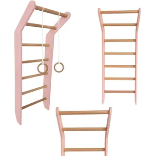 Indoor Klettergerüst – Holz Sprossenwand mit Gymnastikringen für Kinder Einheitsfarbe No Size