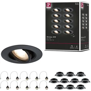 Paulmann Einbauleuchte 10er-Set schwenkbar rund 90mm 30° GU10 max. 10x10W 230V Schwarz