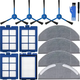 EATBALE Ersatzteile für Eufy RoboVac X8 Hybrid Staubsauger Roboter, Zubehör 4 HEPA-Filter, 4 Seitenbürsten, 4 Mikrofaser Mopptücher Wischtuch, 1 Reinigungsbürste, 1 Schraubendreher (12 Stück)