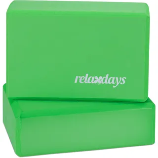 Relaxdays Unisex – Erwachsene Yogablock im 2er Set, Klötze Übungen, Hartschaum, rutschfest, Yoga-Würfel HBT 8x23x15 cm, grün f