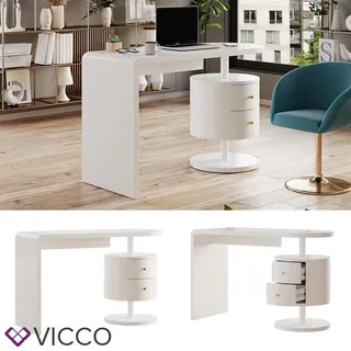 Vicco Schreibtisch Lara Weiß Hochglanz 120 x 50 cm 2 Schubladen
