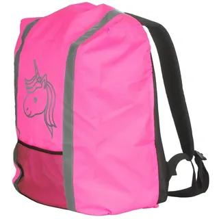 EAZY CASE Rucksack Schulranzen Regenschutz, Schutzhülle mit Reflektorstreifen, Regenüberzug, Regenschutzhülle wasserabweisend mit Reflektor und Tasche, mehr Sicherheit im Straßenverkehr, Einhorn Pink