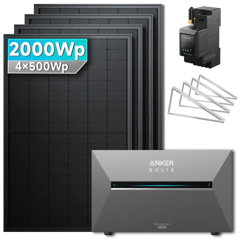 Anker SOLIX Solarbank 3 E2700 Pro Balkonkraftwerk Speicher mit 500Wp Solarmodule Set Nur Abholung - 2000Wp ‚Äì 4 Module üî• / Ohne Erweiterungsakku / Flachdach/Garten/Wand