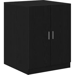 vidaXL Waschmaschinenschrank mit Speicher mit Tür Schwarz Eichen-Optik, Wohnzimmer, Rechteckiger Schrank, Moderner Stil, Robuste Wäscheaufbewahrung, Platzsparendes Holzgerät