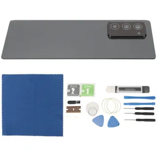 Rückglas-Ersatz für Samsung Galaxy Z Fold 2, mit Kameraobjektiv und Vorinstallierten Klebebandteilen, Rückglas-Gehäuseabdeckung mit Werkzeug für Galaxy Z Fold 2 5G F916 (Schwarz)