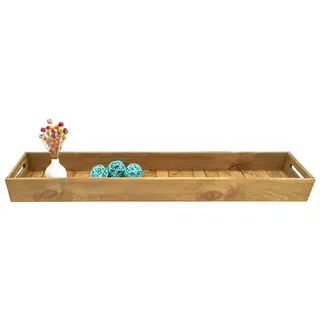 Spetebo XXL Holz Dekotablett - 95 x 18 cm - Serviertablett extra lang mit Griffen - Kerzentablett Servierschale Tisch Deko Servier Kerzen Brett Weihnachten