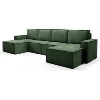 BETTSO klassisch Kord Eckesofa ORTO modular Grün - Grün