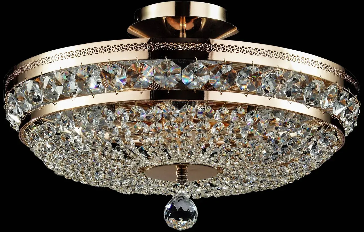 Maytoni Kristall Deckenlampe Ottilia, dimmbar, messing / gold, für Wohn- / Esszimmer, Metall, Deckenlampe - 43.5 cm - 43.5 cm - 26 cm