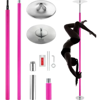 Vevor Professionelle Tanzstange, Pole Dance Tragbare Tanzstange Profi ca. 216,3-270 cm Höhenverstellbare Abnehmbare Fitnessstange Spinning Fitness Pink, Statische Tanzstange Fitnessstudios