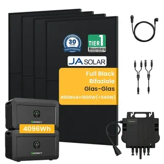 für Balkonkraftwerk 2 St. + 4x 450W Bifaziale Solarmodule + 800W Wechselrichter