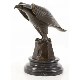 Casa Padrino Designer Adler Skulptur Bronze / Schwarz 21,1 x 12,1 x H. 20,6 cm - Luxus Bronzefigur Art Deco