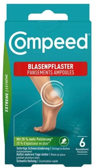 Compeed Blasenpflaster Extreme– Hydrokolloid-Pflaster für extra starken Schutz bei Blasen an den Fersen,6 Stück (1er Pack)
