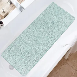 Duschmatte rutschfest, Weich Komfort Sicherheits Badewannenmatte mit Ablauflöchern, PVC-Luffa Massage Duschmatten für Nassbereiche, Schnell trocknend (Grün, 40 x 100 cm)