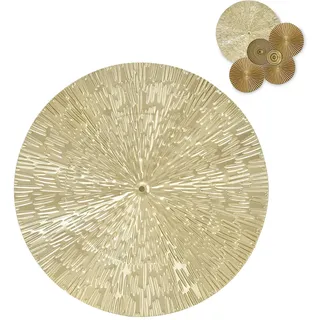 Tissting Metall Wanddeko Gold 24cm Runde 3D Stereo Blätter Skulptur Wand Dekoration Nordischer Stil Modernes Deko Wandkunst Wandbehang für Schlafzimmer, Wohnzimmer
