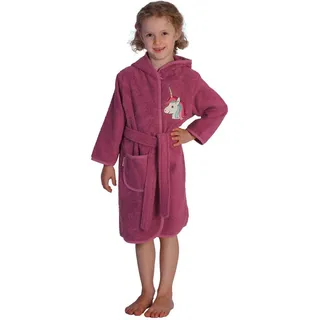 Wörner Kinderbademantel Einhorn, Baumwolle, Kapuze, mit Stickerei, mit Tasche, maschinenwaschbar rosa 110/116
