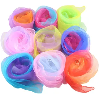 24 Stück Square Jongliertücher Set, Bunte Chiffontücher, 60 * 60 cm Tanz Tücher, Performance Seide Schals Bunt Tanz Tücher, 21 Farben, für Kindergarten Kinder Party-Aktivitäten Zubehör Dekoration
