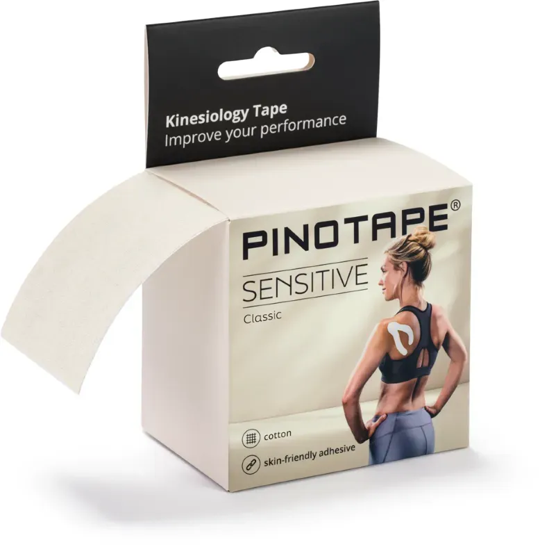 Pinotape Classic Kinesiologie Tape Sensitive Ungefärbt 5 cm x 5 m