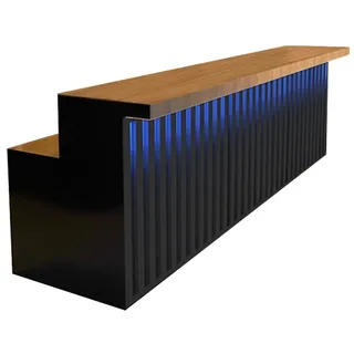 Theke Maßanfertigung Kasse Großer Kassentisch Bartheke Bartisch Bar Empfangstheke Schwarz 200*60*100cm 【HCTG 200】