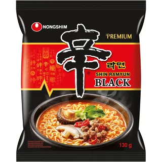 Nong Shim Instantnudeln Shin Ramyun Black – Koreanische Rindfleisch Ramen Suppe scharf mit Knoblaucharoma - schnelle Zubereitung – 20er Vorteilspack à 130g