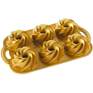 Nordic Ware Heritage Bundtlette Backform Aluminium Gold 35,6 x 20,3 cm