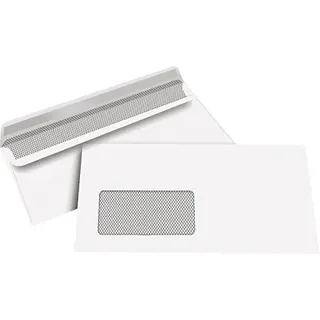 STAPLES® Briefumschlag, mit Fenster, selbstklebend, kompakt, 235 x 125 mm, 80 g/m2, holzfrei, weiß (1.000 Stück), Sie erhalten 1 Packung á 1000 Stück