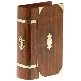 aubaho Buchattrappe abschließbar Holz Box Schmuckschatulle Anker antik Stil Book Box