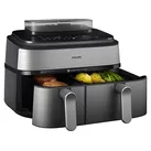 PHILIPS NA555/00 Steam Airfryer 5000 Series Dual Basket 9L Kapazität (3L+6L) Heißluftfritteuse 2750 Watt Silber Edelstahl