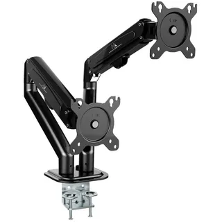 Maclean Brackets Maclean MC-861N 2-Fach Monitorhalterung Tischhalterung für 2 Monitore mit Gasfeder, Monitorarm Monitorhalterung 13"-27" bis 14kg (2x7kg) VESA 75x75 100x100 Schwarz