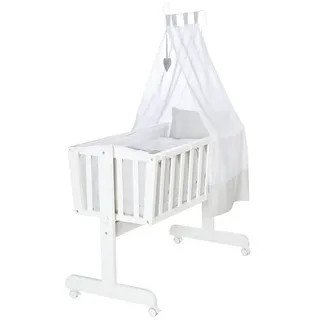 roba Komplettwiegenset 'Heartbreaker', 40 x 90 cm, weiß, Stubenwagen mit Feststellfunktion, inkl. Ausstattung