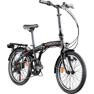 Agon Parklane Klapprad für Damen und Herren 150 - 185 cm 6 Gang Fahrrad Faltrad StVZO schwarz/rot