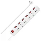 Hama Steckdosenleiste 6+1 XL 00223159, 1,4m Kabel, 6-fach in weiß, Überspannungsschutz, mit Schalter
