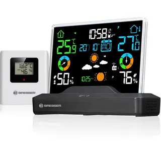 Bresser Funk-Farbwetterstation Temperatur, Luftfeuchtigkeit, Wettervorhersage, Außensensor bis 80m, Frostwarnung, Max./Min.-Speicher