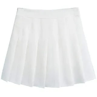 ZHANCHTONG Damen Hohe Taille A-Linie Plissee Minirock Kurz Tennisrock - Weiß - Mittel - M