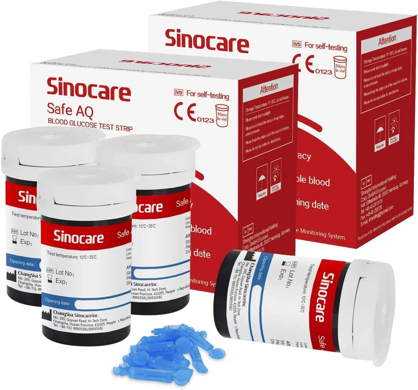[100 Stück] Sinocare Blutzuckerteststreifen mit kostenlosen Lanzetten