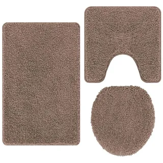 vidaXL 3-tlg. Badematten-Set Braun Polypropylen Rutschfest