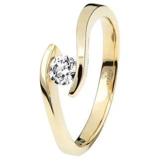 Stella-Jewellery Solitärring 585er Gelbgold Spannring mit Diamant 0,10 ct. (inkl. Etui), mit Brillant 0,10ct. - Poliert goldfarben