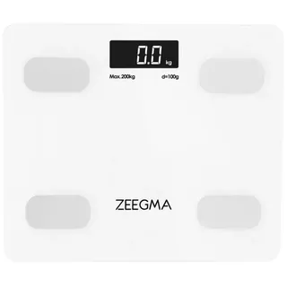 Zeegma Personenwaage GEWIT, 17 Körperparametern doppelt gehärtetes Glas 200 kg APP weiß