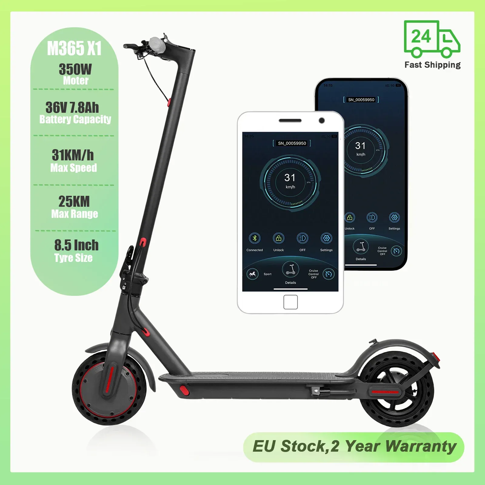 M365PRO/M365 X1 Elektroroller 36V 10,5Ah 500W Motor 35KM Reichweite 31KM/H 8,5 Zoll Vollgummireifen Faltbarer Smart-App E-Scooter