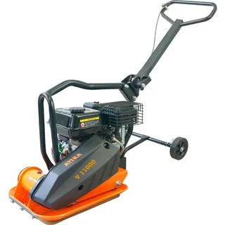 ATIKA V 11000 Rüttelplatte mit Fahrvorrichtung & Gummiplatte, Benzin für Bodenverdichtung, Pflasterungen