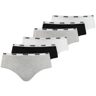 Puma Hipster, 6er Pack - Soft Cotton Stretch, ECOM Grau/Weiß/Schwarz M