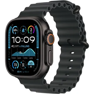 Apple Watch Ultra 2 GPS + Cellular 49 mm Titangehäuse schwarz, Ocean Armband schwarz 
