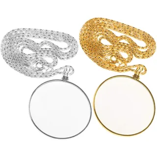 Snowtain 2Pcs Vergrößerung Glas,HäNgende Lupe,Halsketten Lupe,Lupe Monokel-Objektiv Anhänger Lupe Halskette Schmuck Modeschmuck Kette zum Lesen Handwerk Handarbeiten Schmuck Hobbys