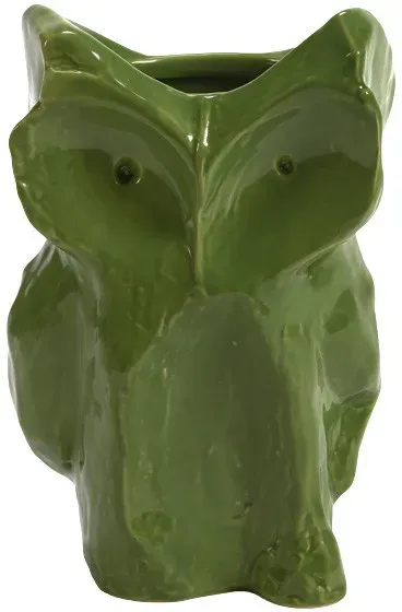 Serax - Marni Steingut Vase OWL / Eule AFTER MIDNIGHT - Größe XS - dunkelgrün