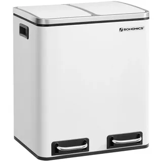 Songmics Mülleimer, Abfalleimer, 30L, ergonomisch, Stahl, Metall-Fußreling