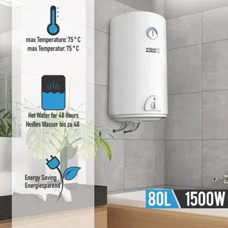 Aquamarin Verlag Aquamarin® Warmwasserspeicher 80 Liter Boiler Elektrospeicher 1500W Wasserboiler
