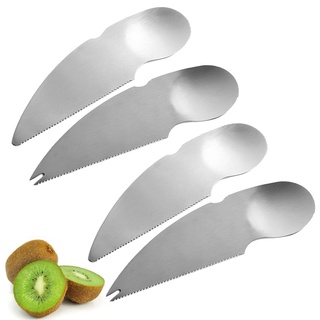 Edelstahl Kiwi Löffel,Obst Schneiden Löffel,Kiwi Spoon,Fruchtlöffel,Peeler Cutter Obst,Küchenhelfer Edelstahl,Für Kiwis,Äpfel,Grapefruits Etc,4 Stücke,Kiuiom