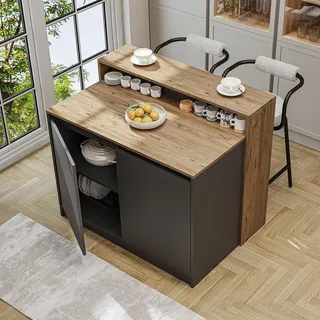roomartstore.de Roomart Kücheninsel Bartisch, Küchentish – - BHT: 120 x 100 x 80 cm – Grau