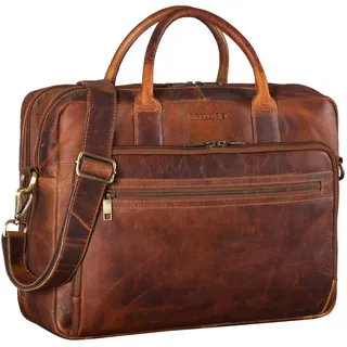 STILORD Dawson Leder Aktentasche Umhängetasche mit Laptopfach 15,6 Zoll Vintage Bürotasche DIN A4 Notebooktasche Business Akten Tasche aus Echtem Leder Damen & Herren Farbe:Prestige - braun